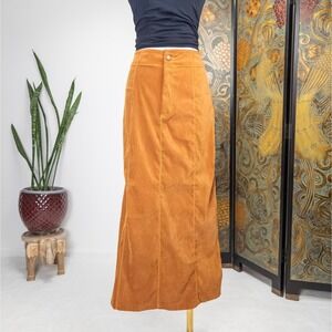 Faux Suede Rust Maxi Skirt Y2K Straight Seam Detail Western Fall‎ Aesthetic XL